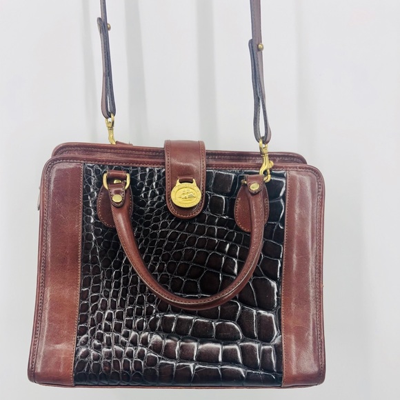 ✨Brahmin Brown Croc Effect Leather Bag with Dustbag Excellent Gorgeous Old Money - Picture 9 of 16
